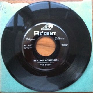 Ted Embry RARE 45 Record New Shoes Accent Teen Age Confession