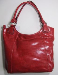 Emilie M. Handbag Bartlett Red Hobo Reptile Skin Textured New