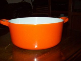Levcoware 2 qt orange enameled cast iron 2 handled pot with lid