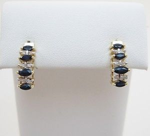 Elegant Sapphire Diamond 14k Gold Earrings