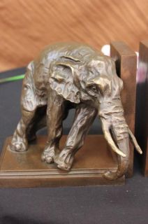 Pair Elephants Book End Bronze Sculpture Figure Art Deco Animals