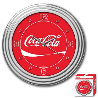 Coca Cola Ribbon Logo Style Chrome Wall Clock   12in