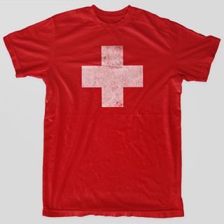FIRST AID Red Cross LIFEGUARD Distressed Vintage Look T Shirt