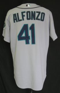 2010 Seattle Mariners Eliezer Alfonzo 41 Game issued Gray Road Jersey