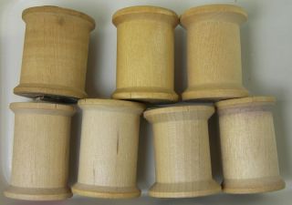Lot of 7 Wood Thread Spools 1.75 inches tall Empty Wooden Spools