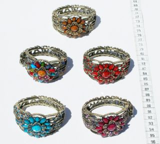 Los 5 Große Kristalle Blume Armbänder Metallschmuck Handgefertigten