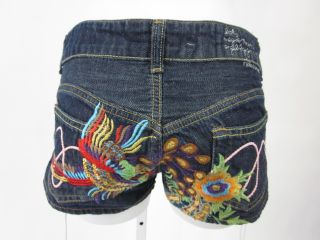 Elio Fiorucci Love Therapy Embroidered Jeans Shorts 26