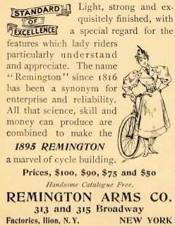 1895 Ad Remington Arms Bicycle Pricing Broadway NY Original