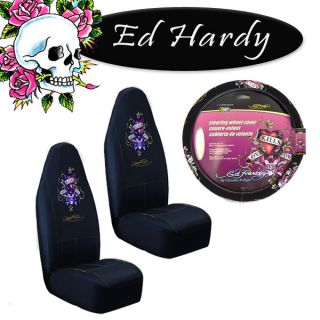 Ed Hardy New Love Kills Slowly Front Seat Covers Wheel Cover Car Truck
