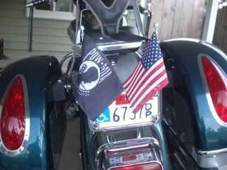 Motorcycle 4x6 pow MIA Flag and License Plate Bracket
