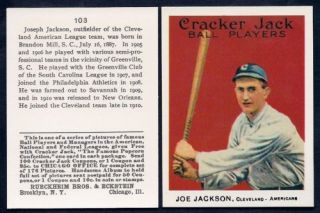 1915 Cracker Jack 103 Shoeless Joe Jackson Reprint