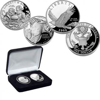 Coins 2008 Proof Bald Eagle Silver Dollar and Half Dollar