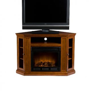 Claremont Brown Mahogany Media Console w/ Electric Fireplace