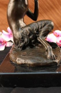 Great Erotic Art Nouveau Bronze Faun Satyr Signed Nick on Marble Base