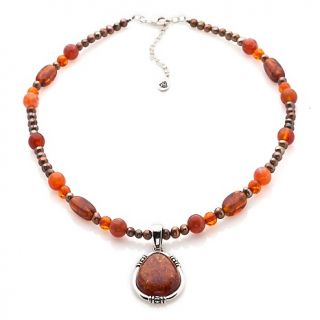 Studio Barse Amber Mixed Stone 17 Necklace with Oval Drop