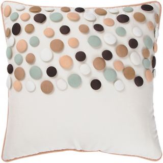 Button Throw Pillow, 18 x 18in   Off White/Multi Color at