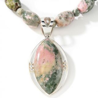  Marquise Shaped Pendant with 18 1/4 Beaded Necklace