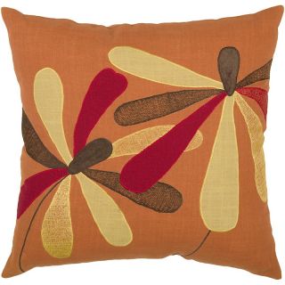 Floral Applique Throw Pillow, 18 x 18in   Orange/Red