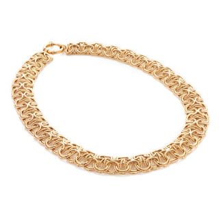  Yellow Bronze Diamond Cut Multi Circle Link 18 Necklace