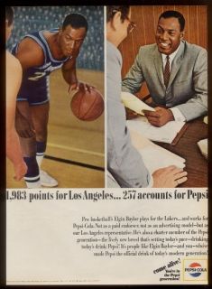 1965 Elgin Baylor 2 Photo Pepsi Cola Vintage Print Ad