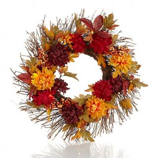  Mums & Berries Battery Operated 20 LED Wreath