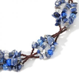 Project  Sodalite Chip and Glass Bead 24 1/2 Necklace