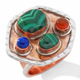 CL by Design Hammered Copper and Sterling Silver Multigemstone Ring at