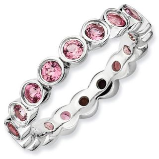 Sterling Silver Large Pink Tourmaline Eternity Stackable Ring
