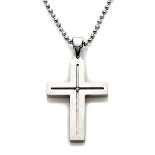 Pendants Religious Mens Stainless Steel Diamond Cross with 24 Chain