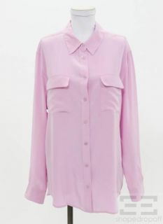 Equipment Femme Bubblegum Pink Semi Sheer Button Up Top Size Large