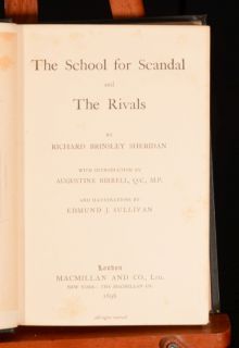 1896 Sheridan School for Scandal The Rivals Intro Birrell Illustrated