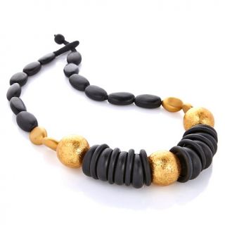  and Oval Gold Color Foil Wood Bead 29 1/2 N