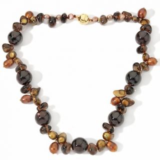 Cultured Freshwater Pearl, Quartzite and Smoky Quartz 20 Necklace