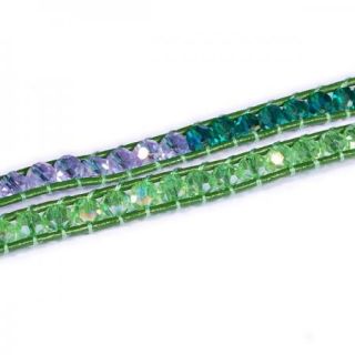 6mm Eudora Mix Color Natural Facted Crystal Leather 5 Wrap Bracelet