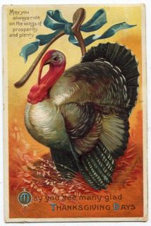 101012A A s Ellen Clapsaddle Thanksgiving Postcard Turkey and Wishbone