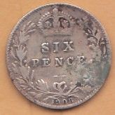 1908 8terling Silver Six Pence Coin Wedding Coin King Edward VII