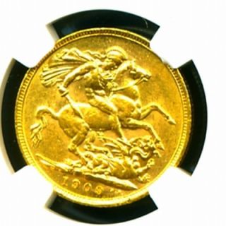 1909 M Australia Edward VII Gold Coin Sovereign NGC Gem