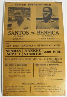 1968 Pele vs Eusebio Yankee Stadium Orig Soccer Poster