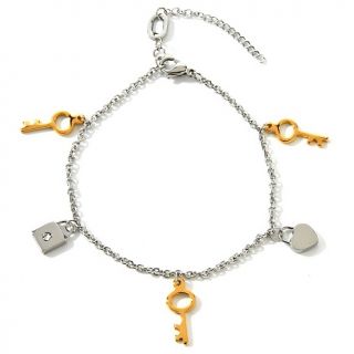  stately steel 2 tone lock and key 8 anklet rating 41 $ 7 50 s h $ 3