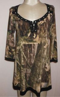 Eva Varro Lace Bodice Leaf Print Jersey Tunic Top M $128 New