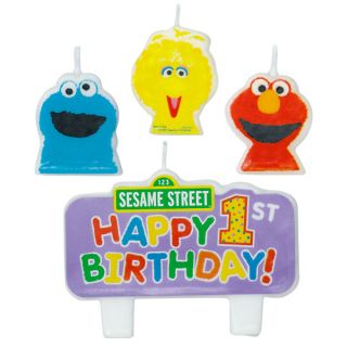 4pc Sesame Street Cake Candle Set Elmo 1st First Birthday Party
