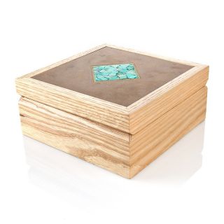 Mine Finds by Jay King Decorative Ash Wood Box with Turquoise Mosaic