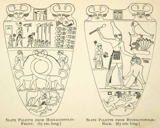 1923 Print Ancient Egyptian Slat Palette Hierakonpolis Narmer