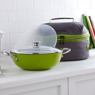 Wolfgang Puck Cast Iron Lite Cook and Carry Pan with Insulated Tote at