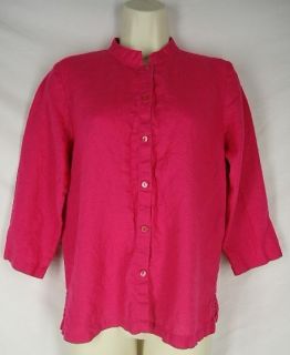 Size S Eileen Fisher Pink Top Shirt Blouse Linen Button Up Tunic