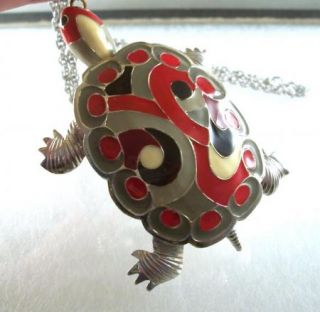 Vintage Eisenberg Enamel Turtle Necklace Pendant Figural