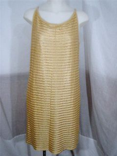 EMANUEL UNGARO Gold Sleeveless Dress Size 44 It 8 US Authentic