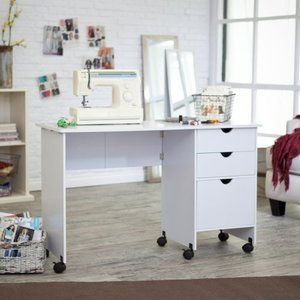 Small Home Folding Craft Sewing Machine Table Cabinet Mobile Desk