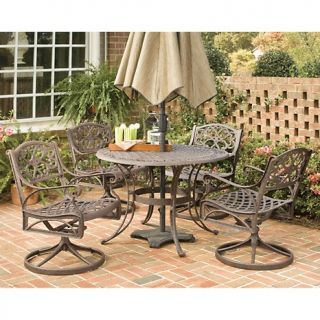  Dining Set with 48 Round Table and Swivel Chairs   Rust Bronze Finish