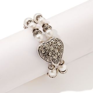 Colleen Lopez Colleen Lopez Heart Shaped Covered Face Stretch Bracelet
